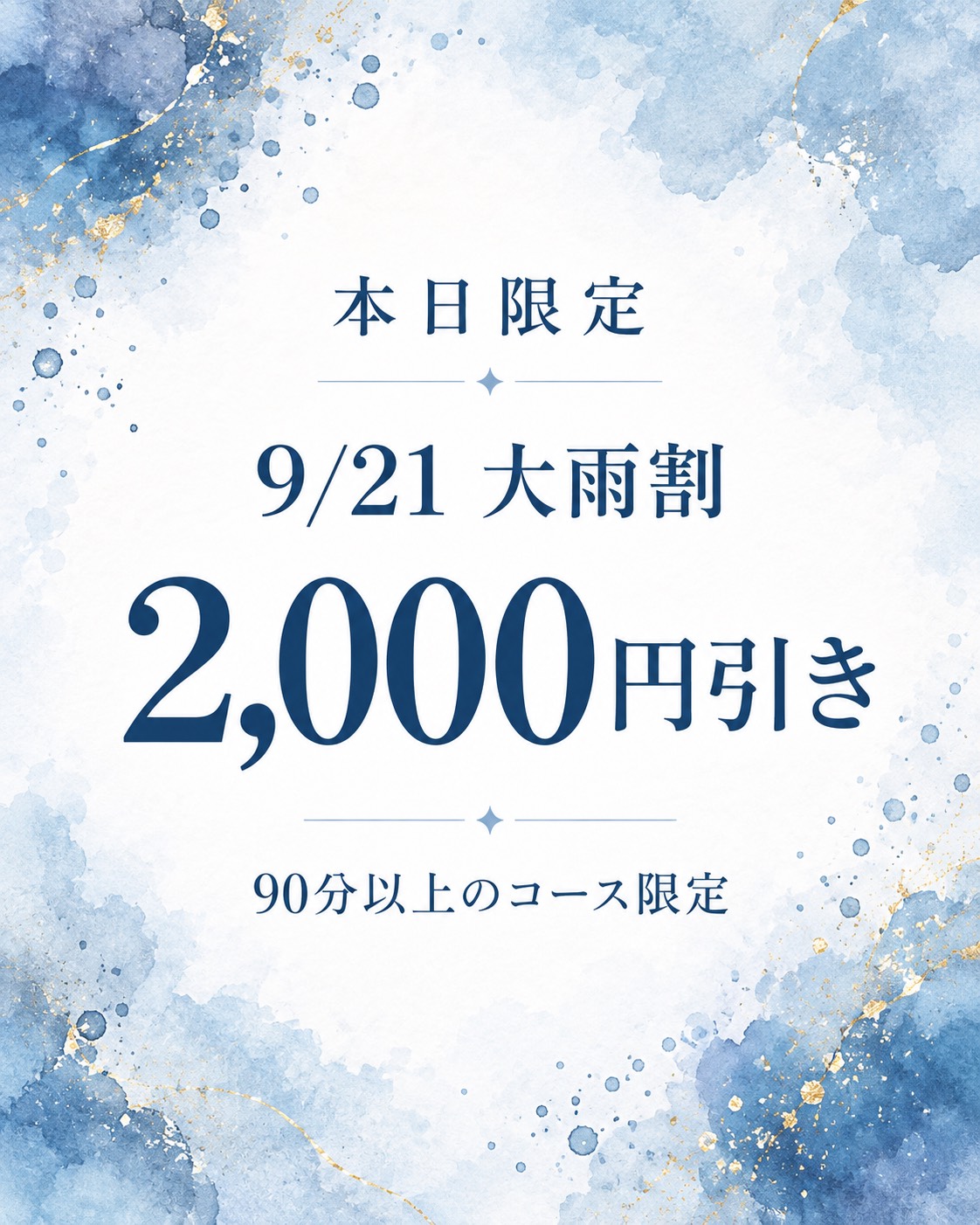 【本日9/21限定☔悪天候、大雨2,000円引き】
